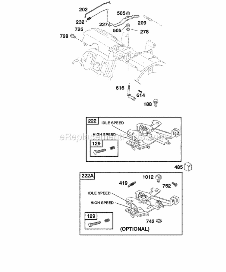 Controls Diagram and Parts List for 117432-0552-A1  Briggs and Stratton Engine